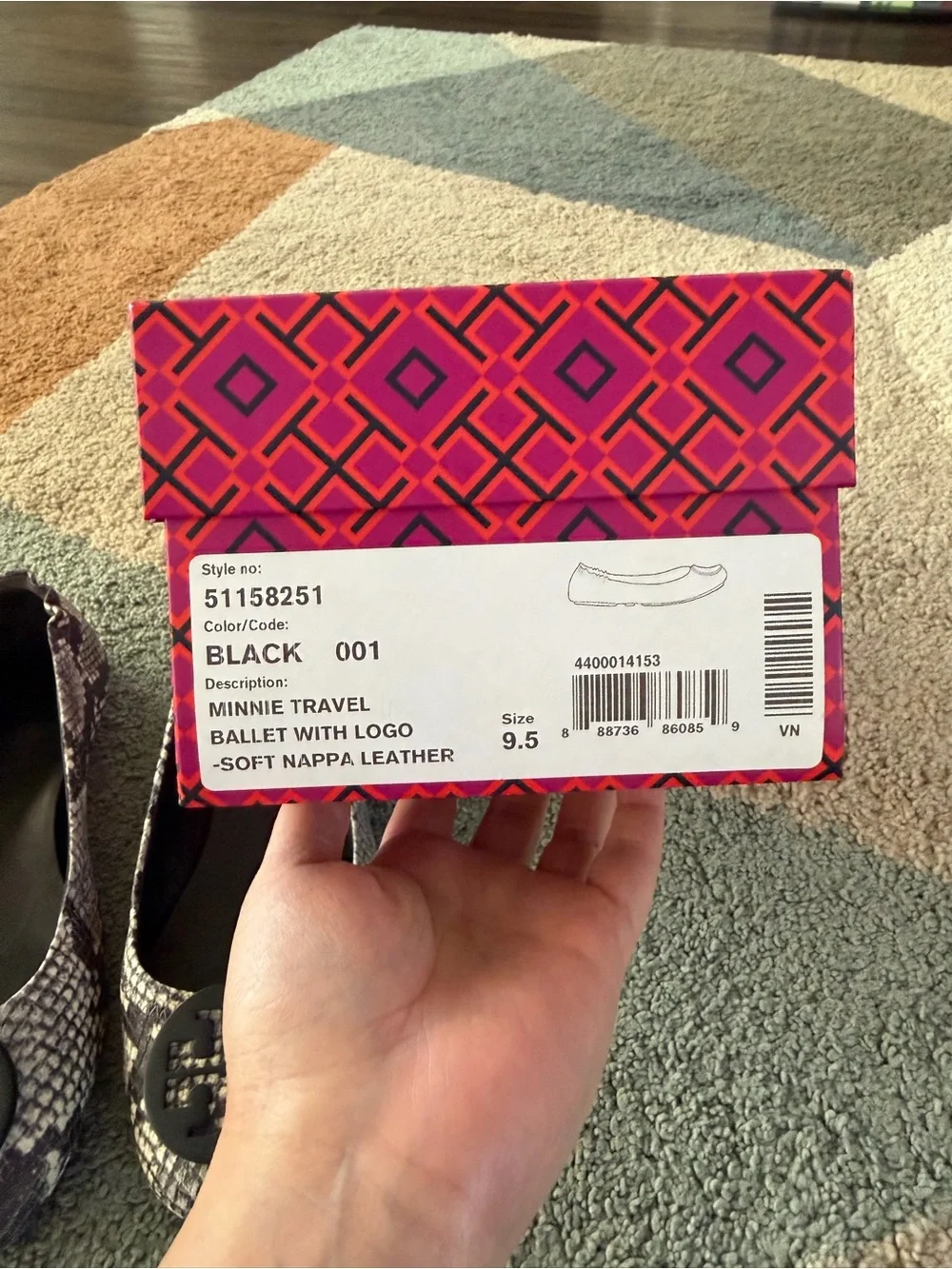 Tory Burch Stamped Snake Minnie Travel Ballet Metal Logo - Soft Nappa Leather